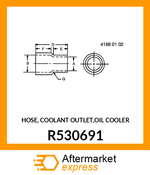 HOSE, COOLANT OUTLET,OIL COOLER R530691