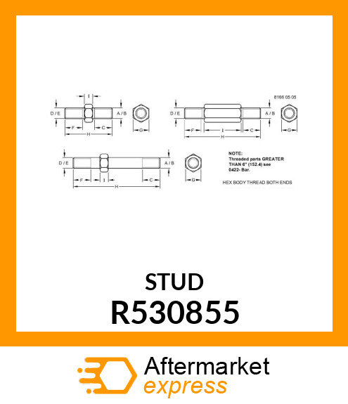 STUD,M10 X 1.5 X 53.5 R530855