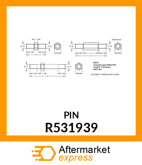 STUD, M10 X 1.5 X 143 R531939