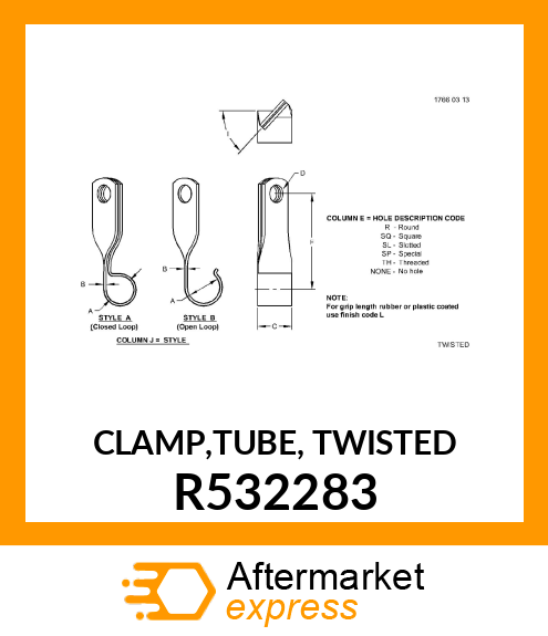 CLAMP,TUBE, TWISTED R532283