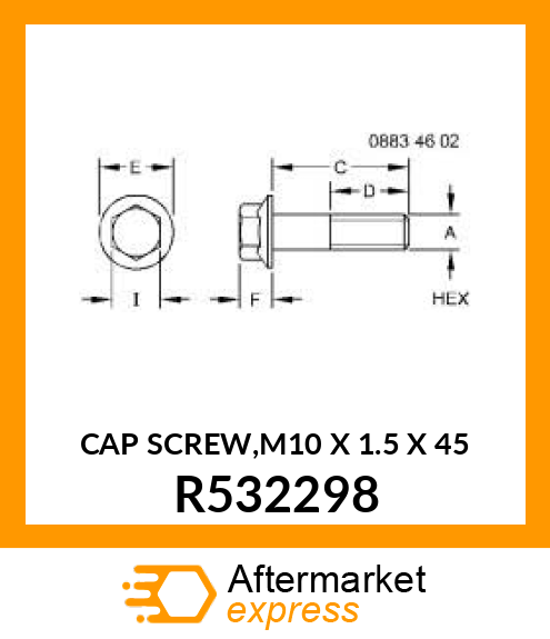 CAP SCREW,M10 X 1.5 X 45 R532298