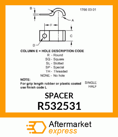 HALF CLAMP,IU SUPPLY LINE R532531