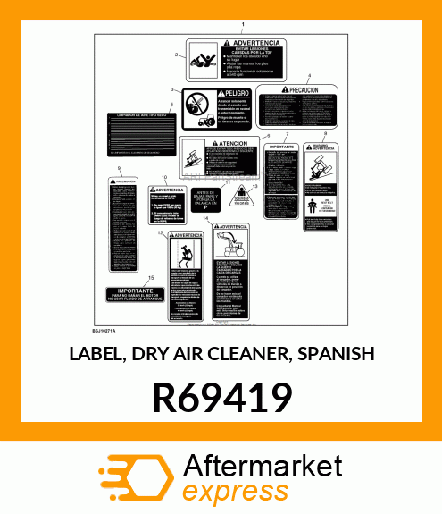 LABEL, DRY AIR CLEANER, SPANISH R69419