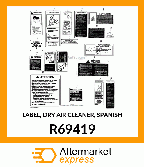 LABEL, DRY AIR CLEANER, SPANISH R69419