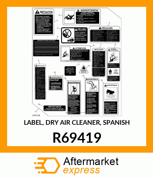 LABEL, DRY AIR CLEANER, SPANISH R69419