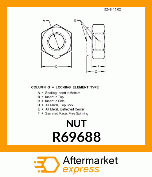 NUT, SELF LOCKING R69688