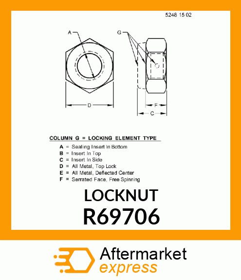 NUT, SELF LOCKING R69706