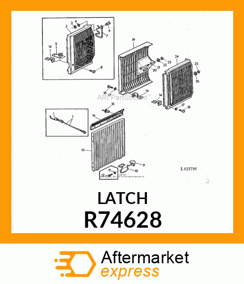 LATCH, GRILLE SCREEN R74628