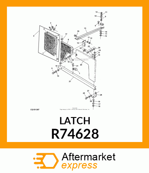 LATCH, GRILLE SCREEN R74628