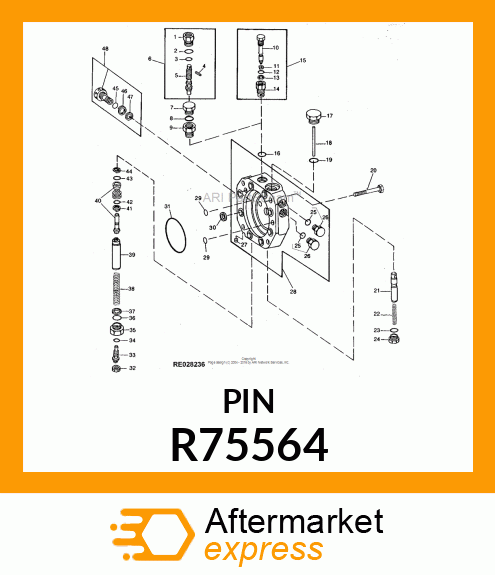 PIN, HYDRAULIC PUMP VALVE R75564