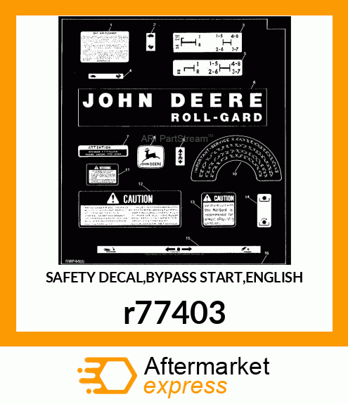 SAFETY DECAL,BYPASS START,ENGLISH r77403