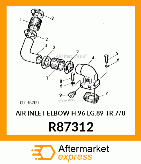 AIR INLET ELBOW H.96 LG.89 TR.7/8 R87312