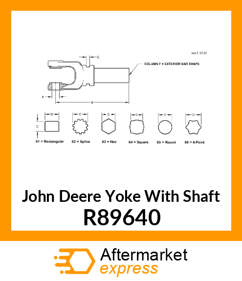 YOKE WITH SHAFT, LONG R89640