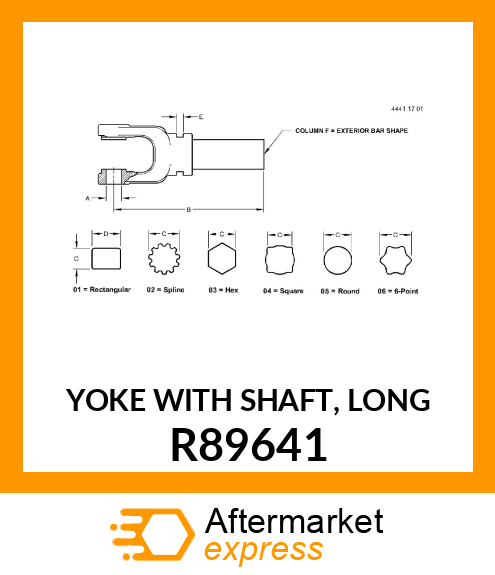 YOKE WITH SHAFT, LONG R89641