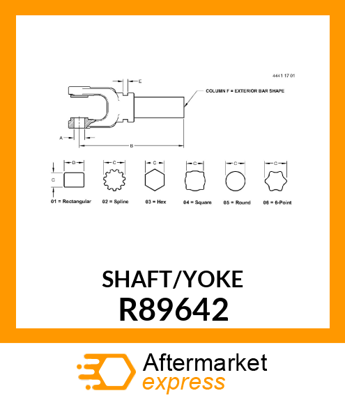 YOKE WITH SHAFT, SHORT R89642