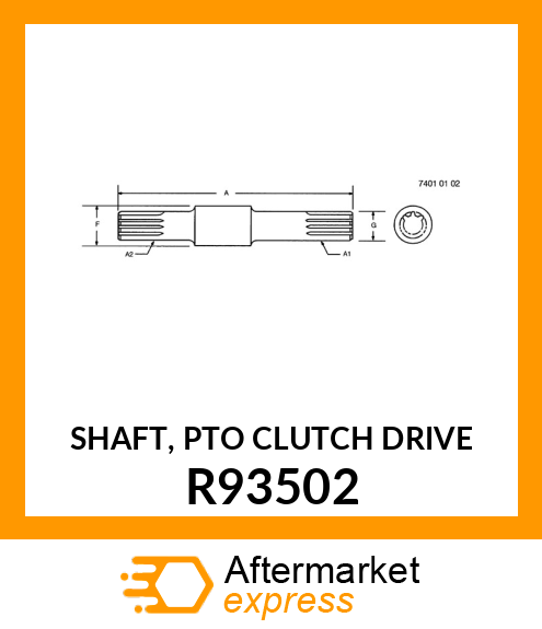 SHAFT, PTO CLUTCH DRIVE R93502