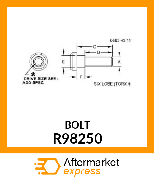 BOLT,SHOULDER, TORX DRIVE R98250