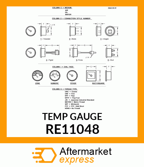 GAUGE, ENGINE WATER TEMPERATURE RE11048