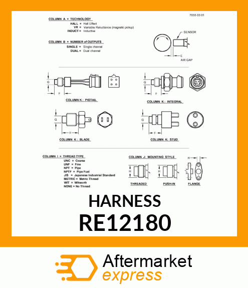 SENSOR, MAGNETIC PICKUP RE12180