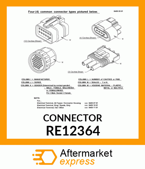 ELECTRICAL CONNECTOR ASSY, THREE WA RE12364