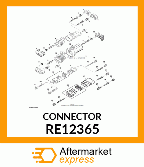 ELECTRICAL CONNECTOR ASSY, FOUR WAY RE12365