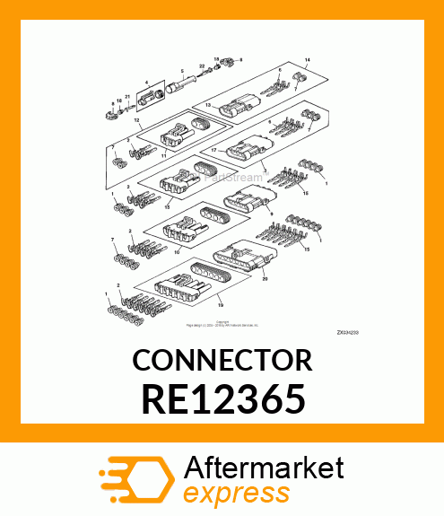 ELECTRICAL CONNECTOR ASSY, FOUR WAY RE12365