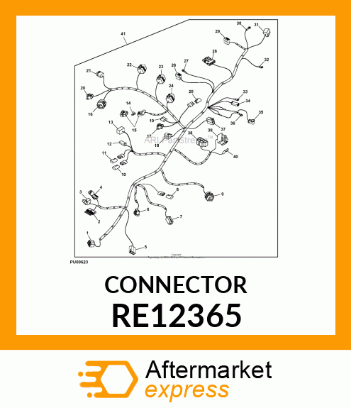 ELECTRICAL CONNECTOR ASSY, FOUR WAY RE12365