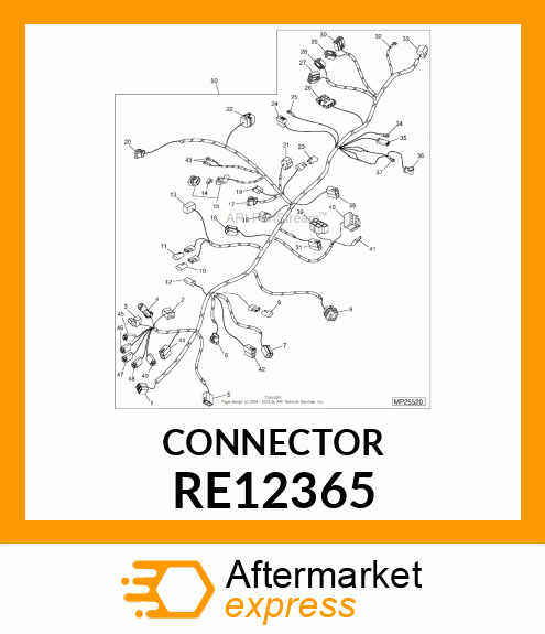 ELECTRICAL CONNECTOR ASSY, FOUR WAY RE12365