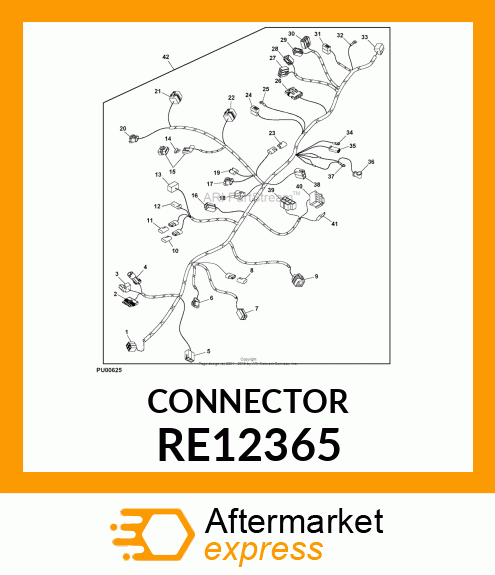 ELECTRICAL CONNECTOR ASSY, FOUR WAY RE12365