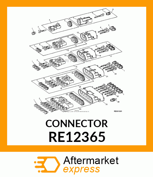 ELECTRICAL CONNECTOR ASSY, FOUR WAY RE12365