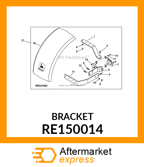 BRACKET, FRONT FENDER, LH, ASSEMBLY RE150014