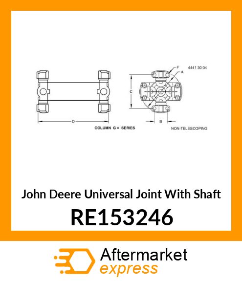 UNIVERSAL JOINT WITH SHAFT, 9C RE153246