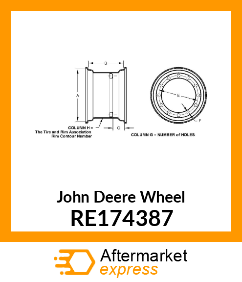 RIM, DW20AX46, W/BLT FLANGE, 76.2OS RE174387