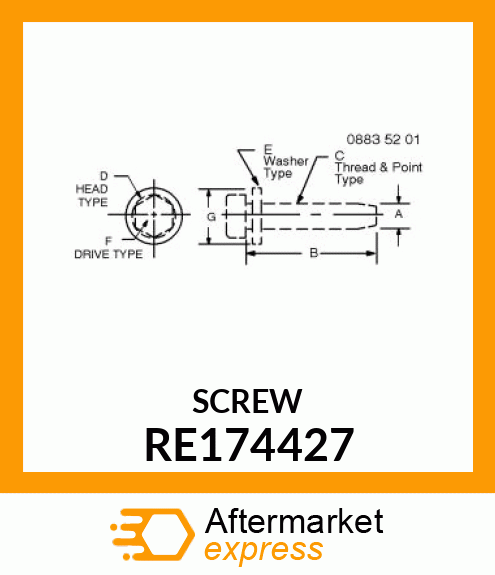 SCREW WITH WASHER, SELF RE174427