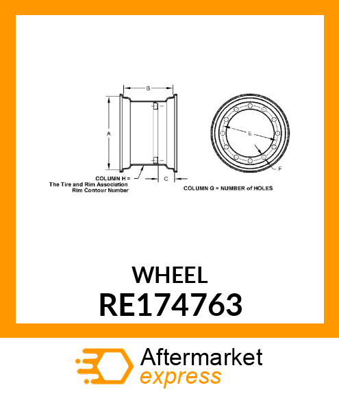 WHEEL ASSEMBLY, RIM,W18AX38, W/BLT RE174763