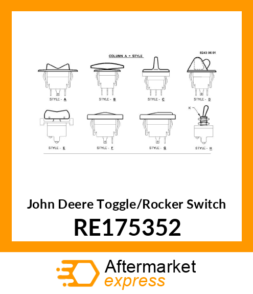 TOGGLE/ROCKER SWITCH, HITCH UP/DOWN RE175352