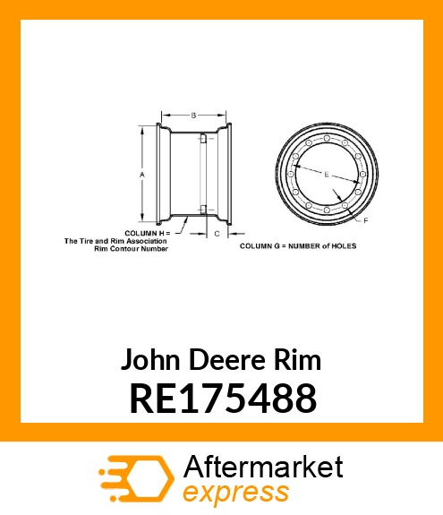 RIM, DW23AX42, W/BLT FLANGE,76.2 OS RE175488