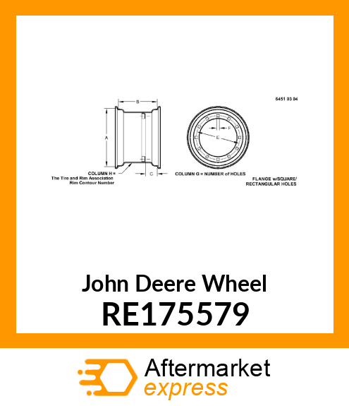 RIM, DW15AX30 W/BOLTING FLANGE, HPM RE175579