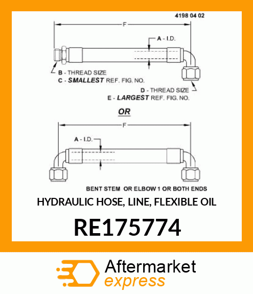 HYDRAULIC HOSE, LINE, FLEXIBLE OIL RE175774