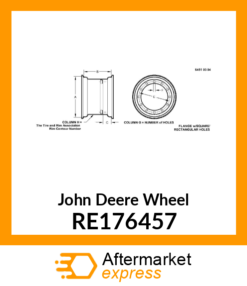 RIM, DW18LX28, W/BOLT FLANGE, HPM RE176457