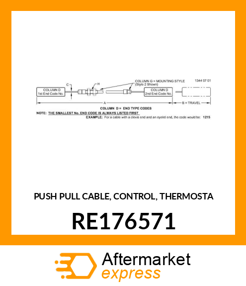 PUSH PULL CABLE, CONTROL, THERMOSTA RE176571