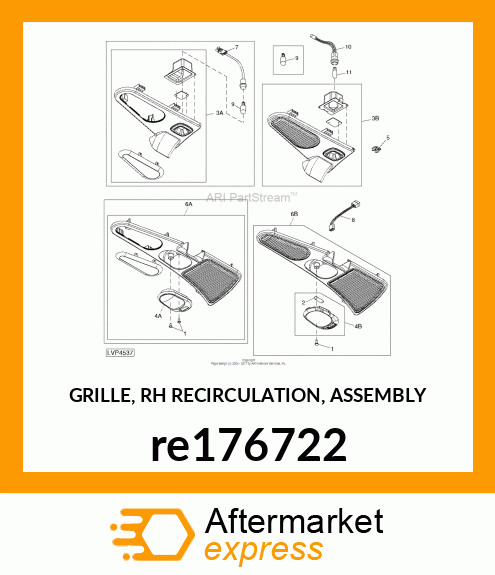 GRILLE, RH RECIRCULATION, ASSEMBLY re176722