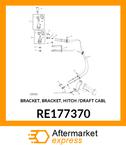 BRACKET, BRACKET, HITCH /DRAFT CABL RE177370