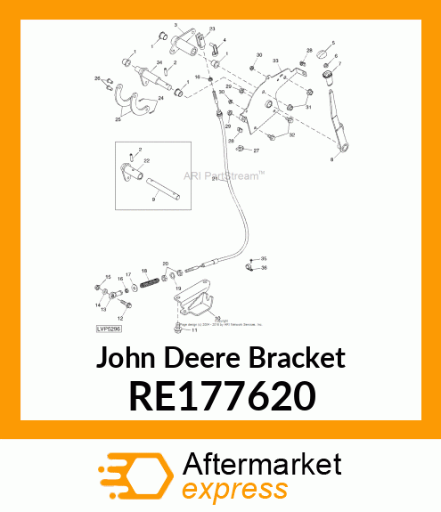 BRACKET,PTO CLUTCH CABLE,ASSEMBLY RE177620