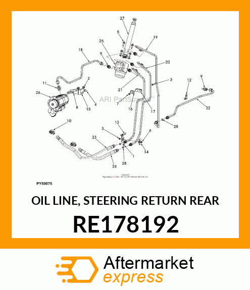 OIL LINE, STEERING RETURN REAR RE178192