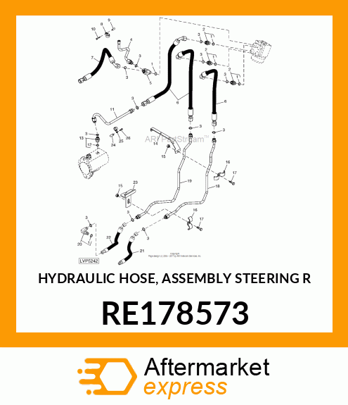 HYDRAULIC HOSE, ASSEMBLY STEERING R RE178573