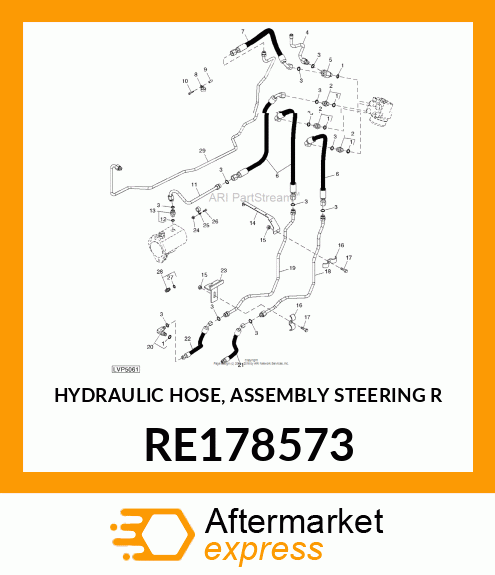 HYDRAULIC HOSE, ASSEMBLY STEERING R RE178573