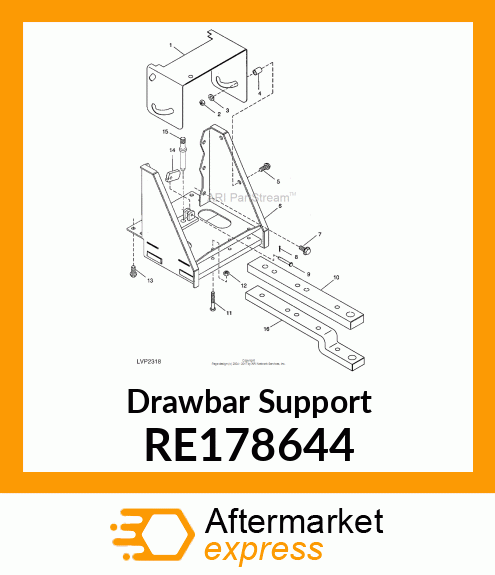 SUPPORT, DRAWBAR, ASSEMBLY RE178644