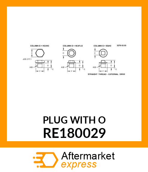 PLUG WITH O RE180029