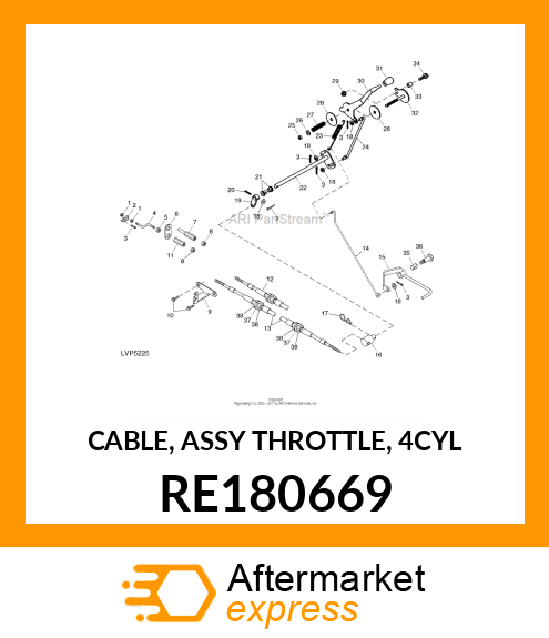 CABLE, ASSY THROTTLE, 4CYL RE180669